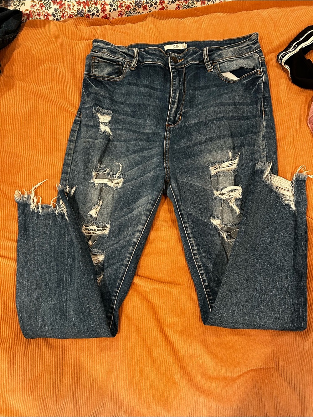 Cello Light Blue Denim distressed ankle, cropped Jeans
